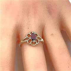 Synthetic Almandine Garnet Lady's Silver & Stone Ring 925 Silver 2.5g Size:8